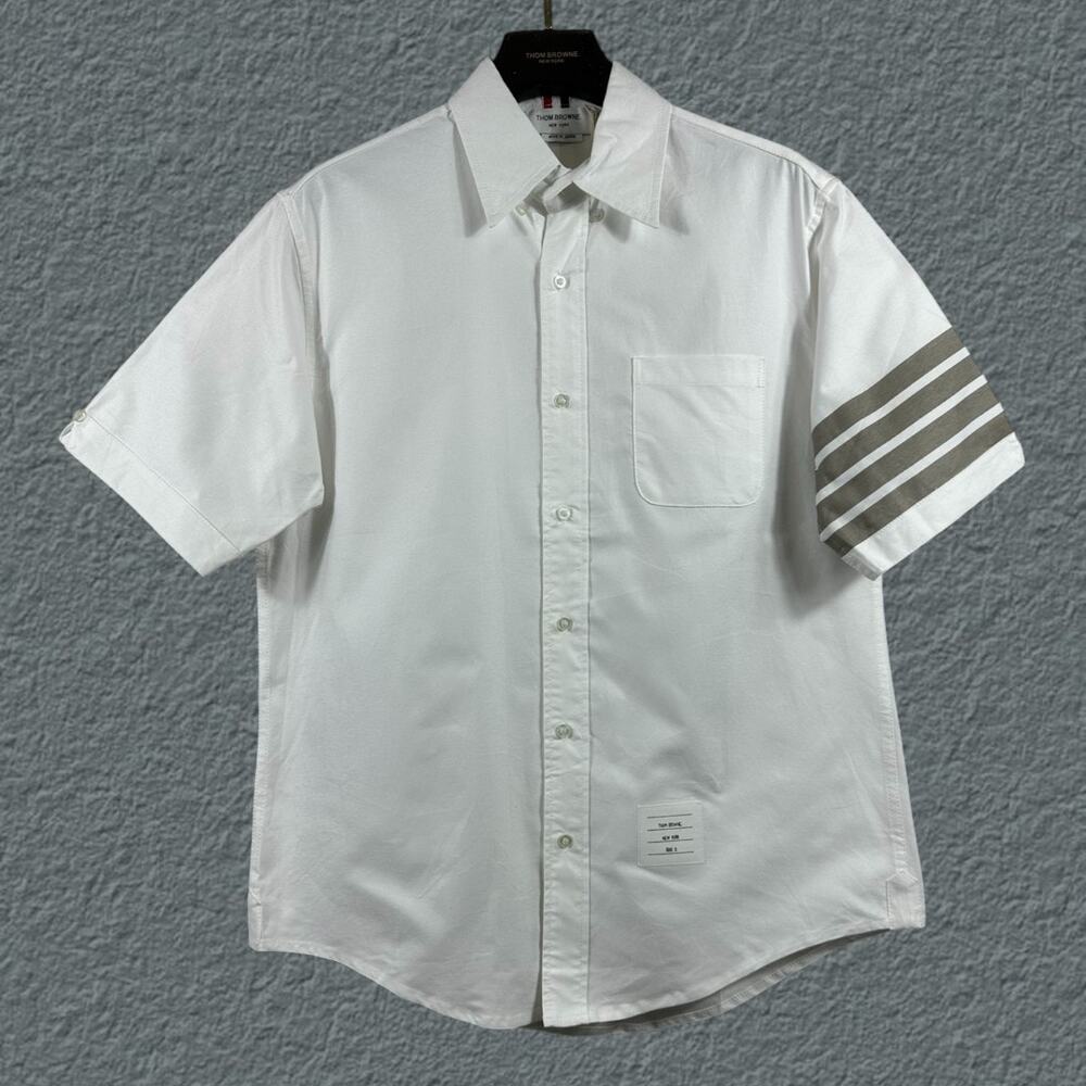 Men's White Short Sleeve Shirt Thom Browne